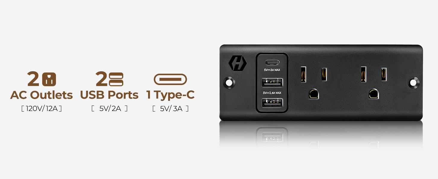 Rolanstar Computer Desk with Power Outlets & LED Light, 47 inch Home Office Desk with Drawers