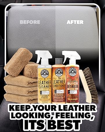 Leather Cleaner &amp; Conditioner Car Interior kit with Towels and Brush