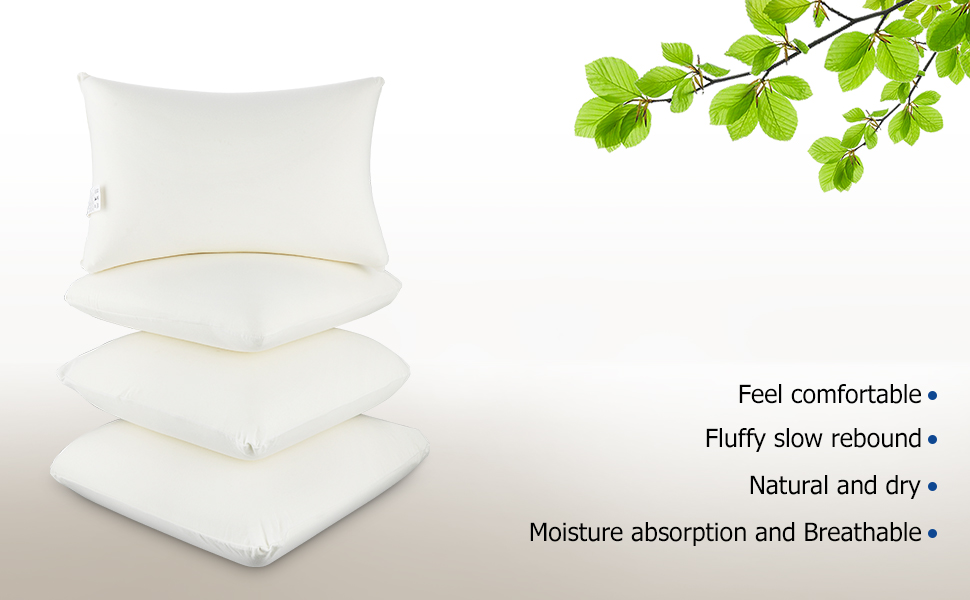 GKOPE Memory Foam Throw Pillow Insert Soft & Comfortable Square Pillows for Bed