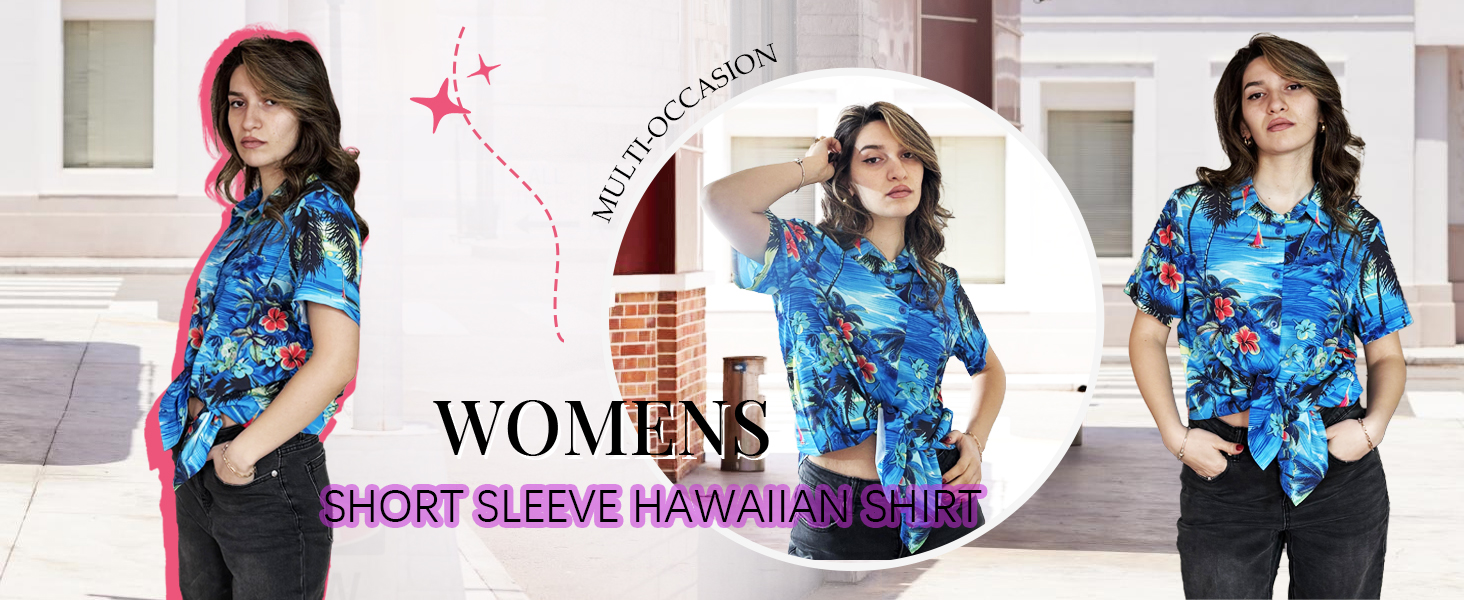 Floral Tropic Print Summer Top Beach Luau Party Hawaiian Shirt