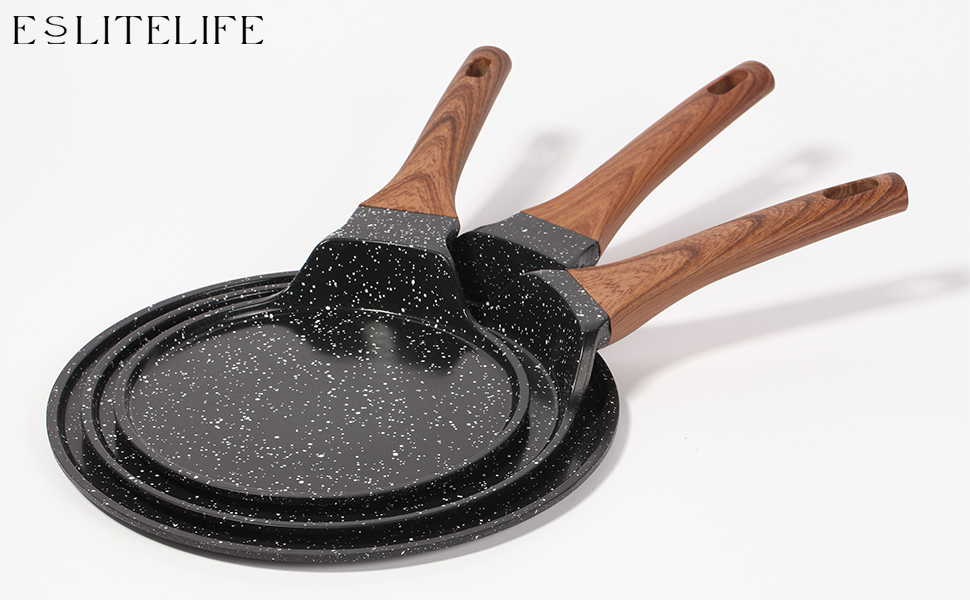 ESLITE LIFE Nonstick Crepe Pan with Spreader, 11 Inch Ceramic Coating Flat Skillet