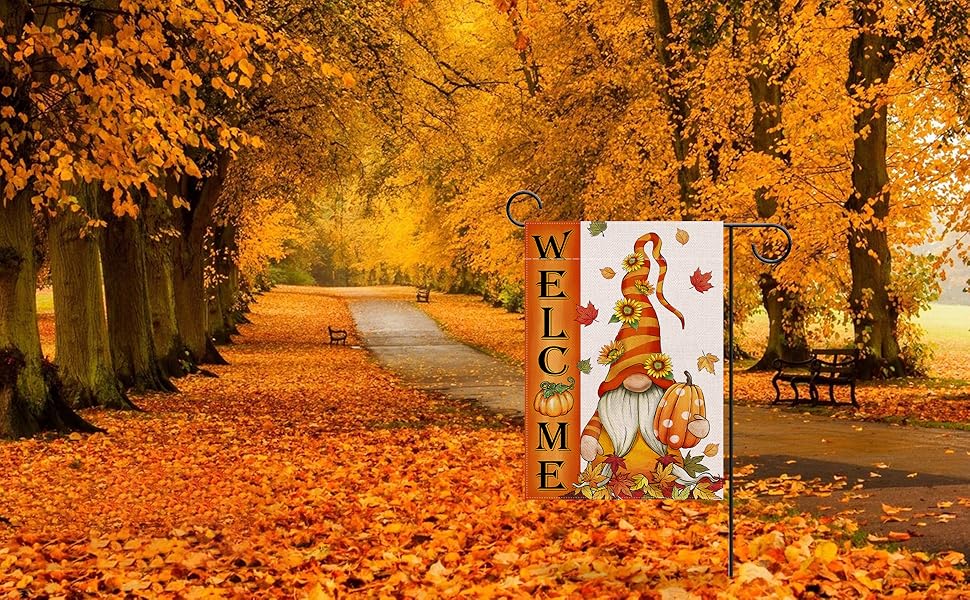 Covido Fall Gnome Decorative Garden Flag, Autumn