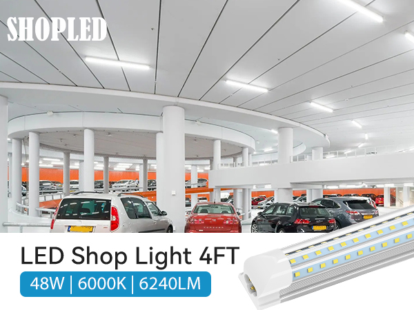 SHOPLED 4FT LED Shop Light, 48W 6240LM 6000K Cool White, D