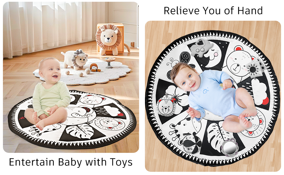 black and white baby play mat