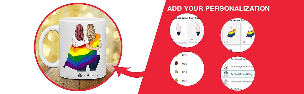 Custom Name Love Is Love 3D Inflated Effect Mug LGBT Mug Gift For Gay Les Couple Boyfriend Girlfriend On Valentine Anniversary Pride Month Coffee Cup Gift Rainbow Flag Mug Heart Rainbow Mug, Style 5