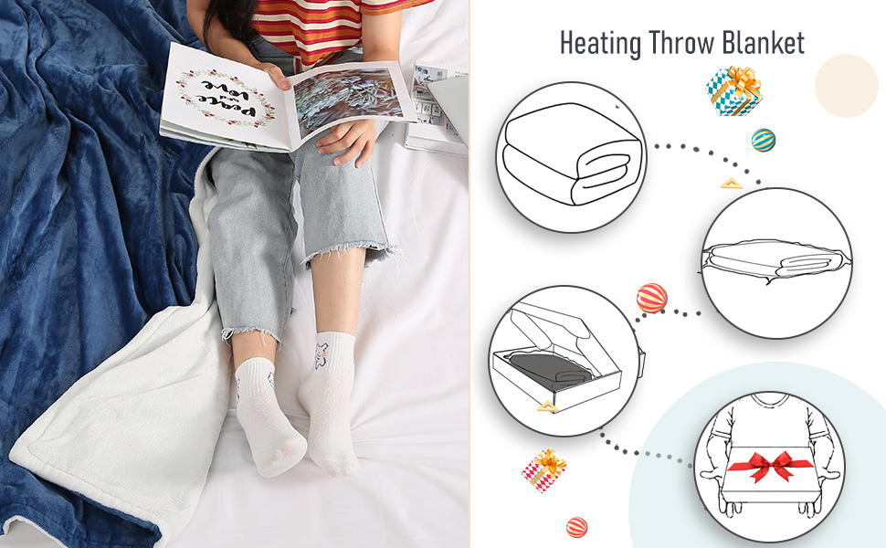 Electric Heated Blanket Throw Soft Flannel Heating Blanket with 4