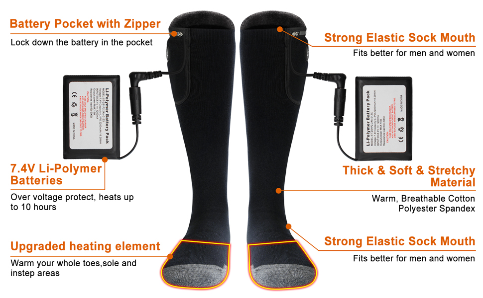 SVPRO Heated Socks,Rechargeable Electric Socks Battery