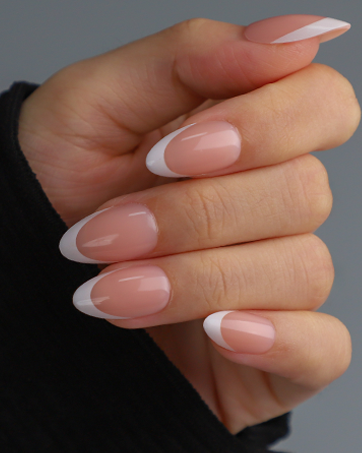 short almond press on nails french 
