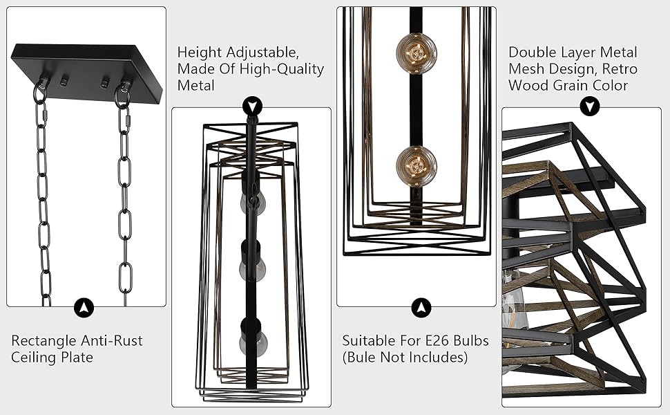 Sigaitwei 21''Farmhouse Dining Room Light Fixture,3-Light