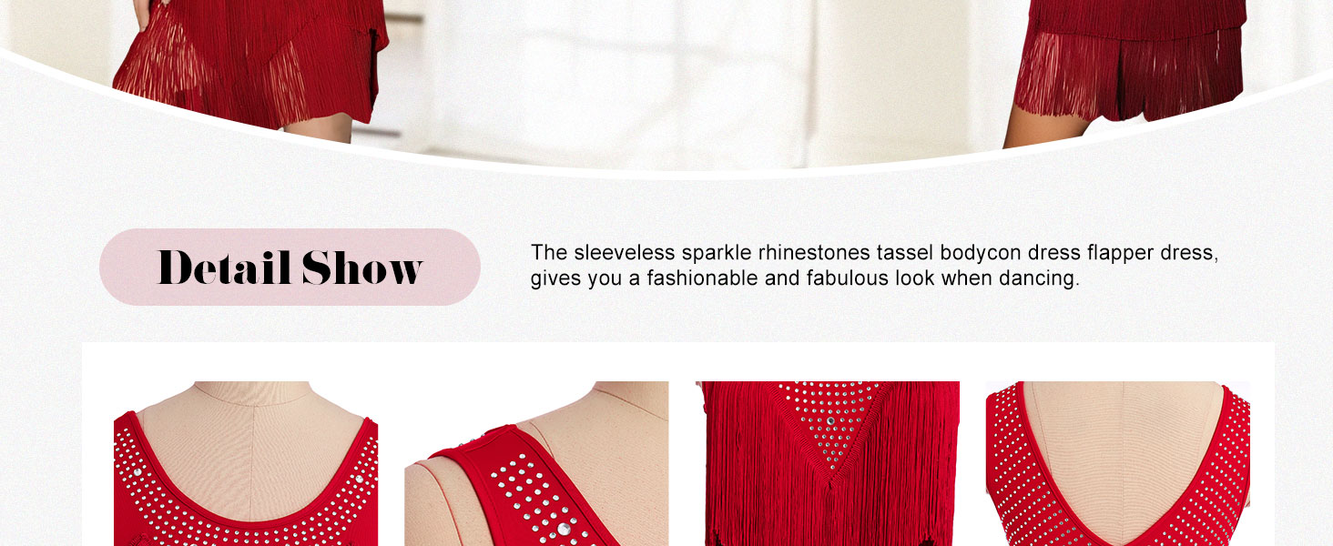 Latin Dance Dress for Women Adult Shiny Sequins Tassels