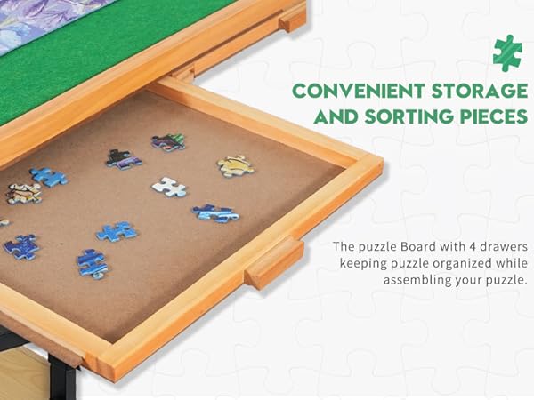 puzzle table with drawers