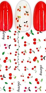 cherry,Manicure Ornaments,Nail Patches, Nail Stickers ,black,pink,white,nail Adhesive Stickers