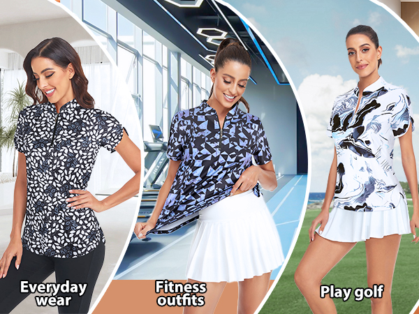 Viracy Golf Shirts for Woman Short Sleeve Side Splits Polo Viracy Golf Shirts for Woman Short Sleeve Side Splits Polo