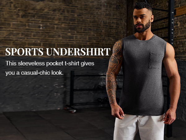 sleeveless t shirts with pocket for men