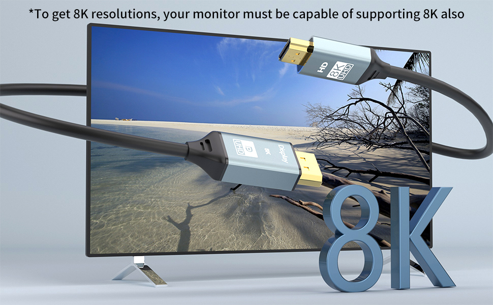 8K HDMI to Displayport Cable