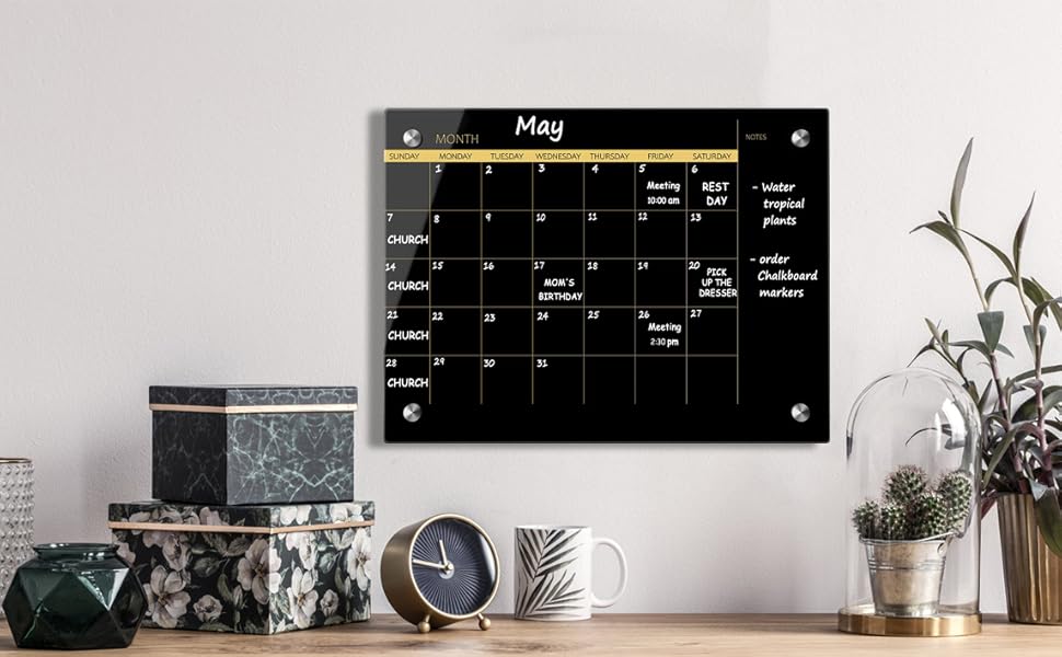 glass monthly calendar dry erase board