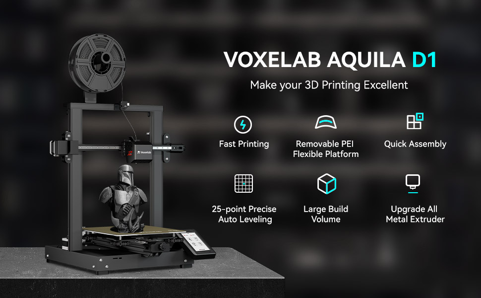 Voxelab Aquila D1 3D Printer Auto Leveling with 25Point Precise