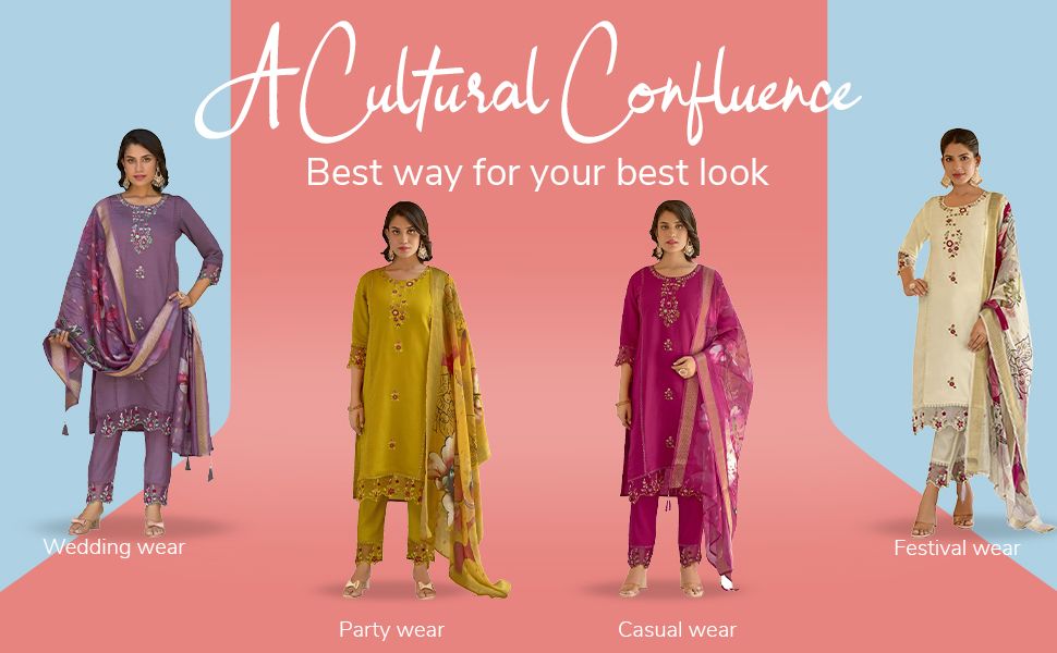 VredeVogel Women's Viscose Roman Silk Embroidered Kurta