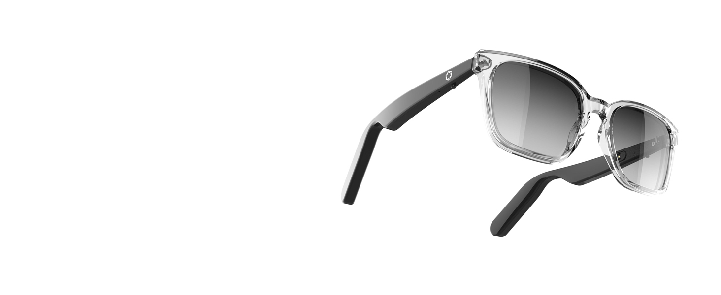 Lucyd Smart Sunglasses | Eclipse Model | Bluetooth Audio Glasses - Men & Women | Open Ear Noise Canceling Wireless Mics |4 Speakers | Voice Assistants Compatible | Narrow Size 15 Lucyd Lyte 2.0 Bluetooth Audio Sunglasses Unisex Black