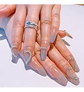 Press on Nail False Nail with design 24 pcs Full Cover Reusable Acrylic Glue on Nails Glossy Arti...