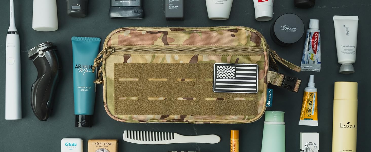 pavilia tactical toiletry bag men hygiene travel military dopp kit molle organizer case