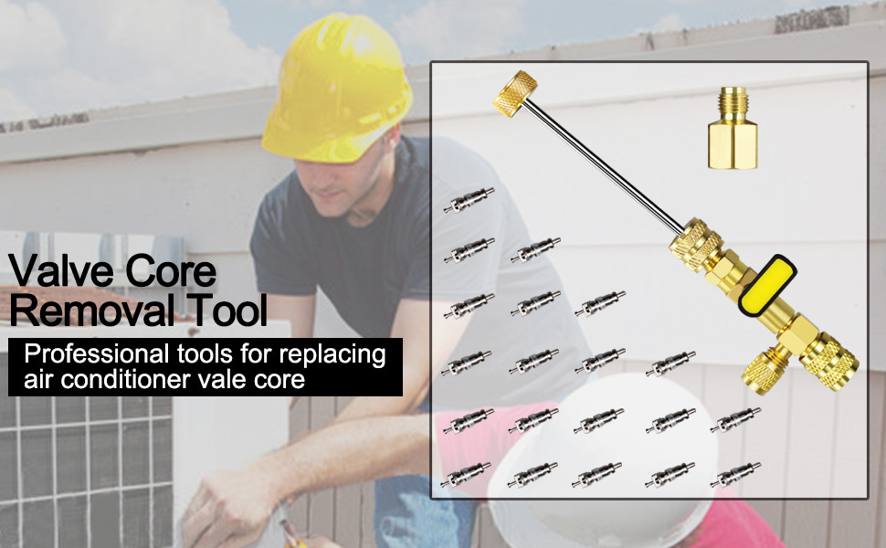 Valve Core Remover Installer Tool, AC Schrader Valve Removal Tool with Dual Size SAE 1/4 & 5/16