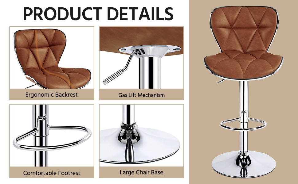 Yaheetech Bar Stools Set of 4, Island Chairs Shell Back, PU