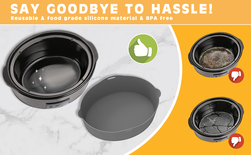 Silicone Slow Cooker Liner Fits Crockpot 78 Quart Oval