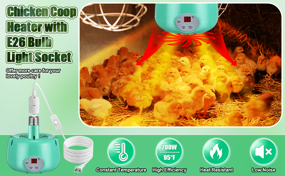 1 Pack Chicken Coop Heat Lamp, 200W Reptile Heating Lamp
