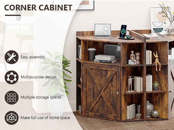 Pinky⭐︎　チェスト Amazon.com: Corner Cabinet, Corner Storage Shelf with USB