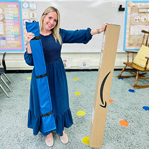 The rolled up Foldable Border Storage Pocket Chart, a vital tool for classroom organization