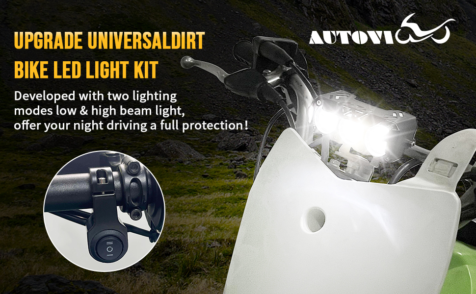 AUTOVIC Dirt Bike Light Bar Kit, 2 Modes White Light & Amber Light Bar Kit Universal