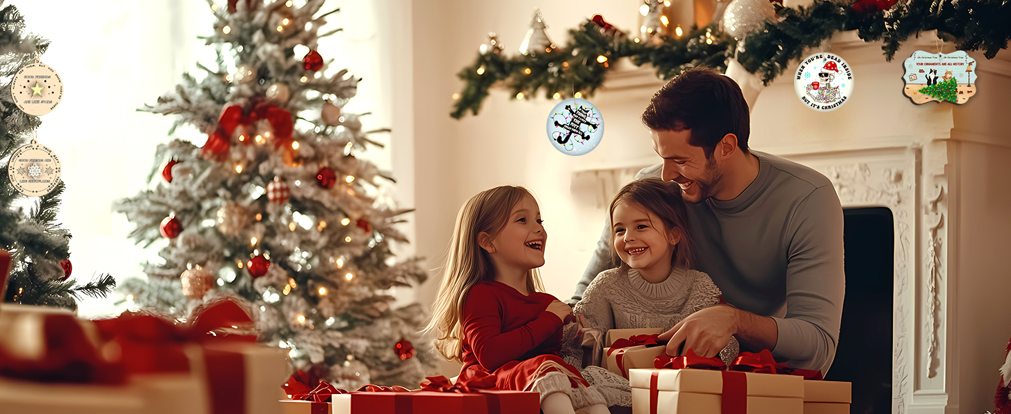 GENANY 2pcs 2 Layer Wood Good Friend Christmas Ornaments