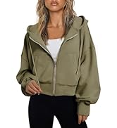 Trendy Queen Hoodies for Women Full Zip Up Cropped Sweatshirts Jackets Casual Comfy Gym Tops Fall...