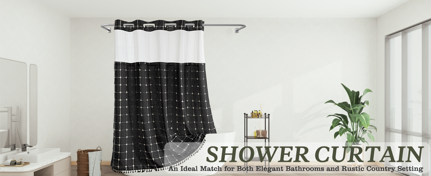 black shower curtain