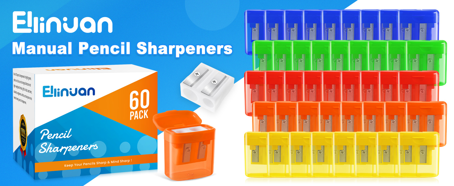 60 Pack Pencil Sharpeners Bulk Double Hole Pencil
