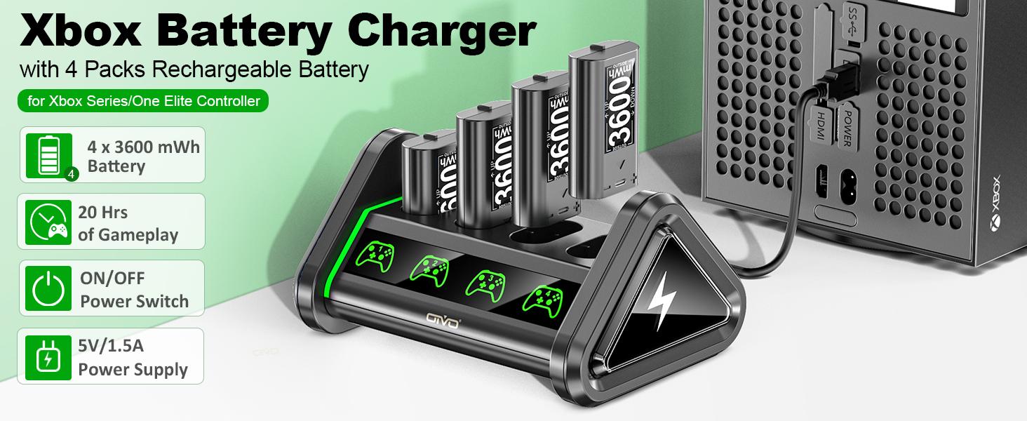 Rechargeable Battery for Xbox One/Xbox Series XS, 4 x
