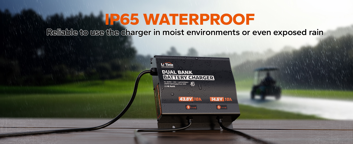 LiTime 2Bank（43.8V 10A & 14.6V 10A Lithium Battery Charger