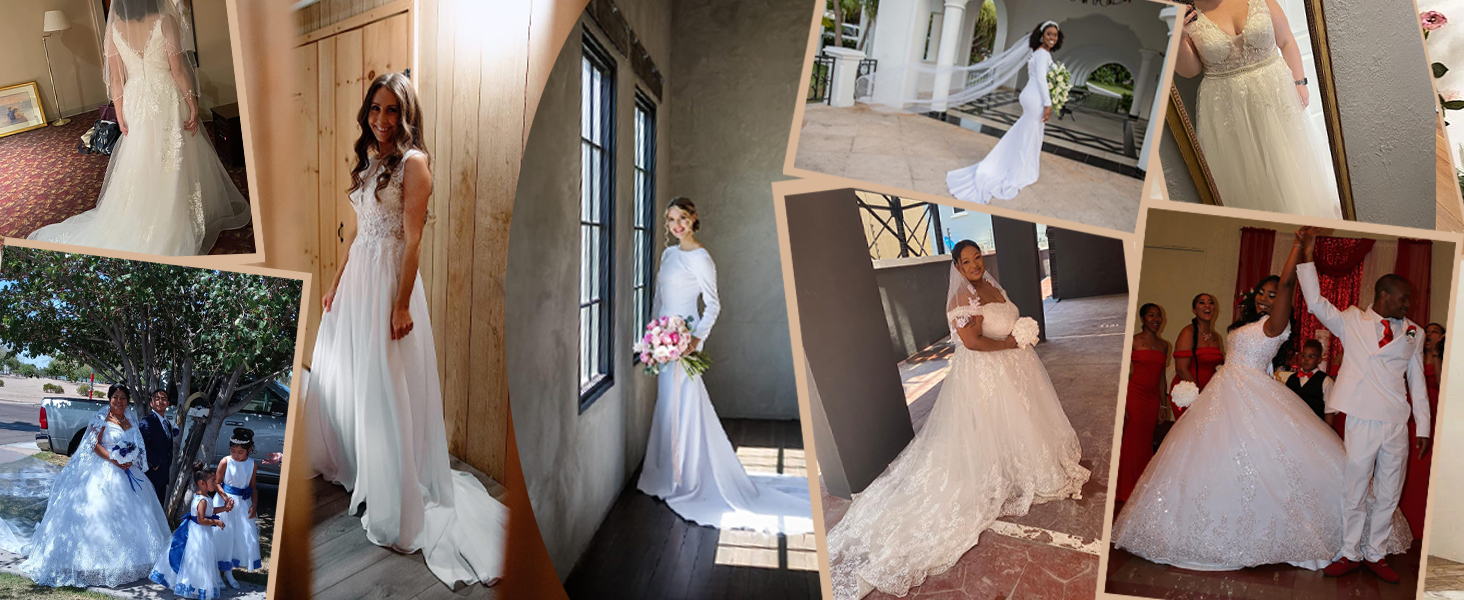 Vestidos de novia bohemios con apliques de encaje para novia, manga larga