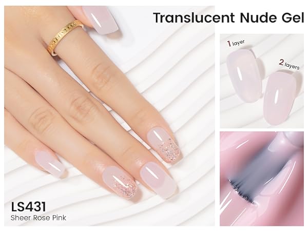「k i n o m i 」yilon mermaid op beige YTD Likomey Mermaid Glitter Nude Gel Nail Polish,15ml Pink