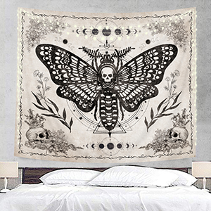 Amazon.com: Homewelle Skull Moth Tapestry Gothic Wall Art