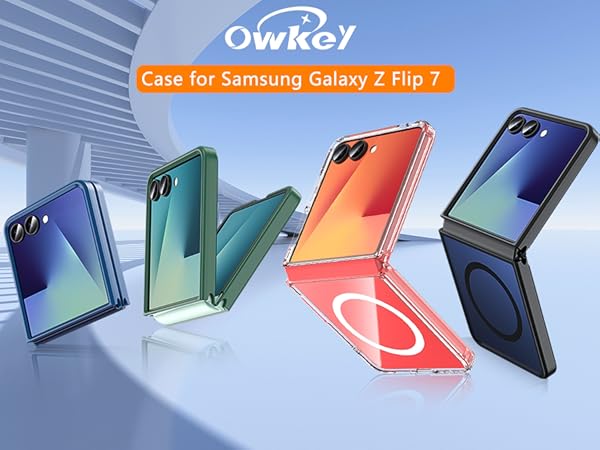 Amazon.com: OWKEY Case for Samsung Galaxy Z Flip 7, Magnetic