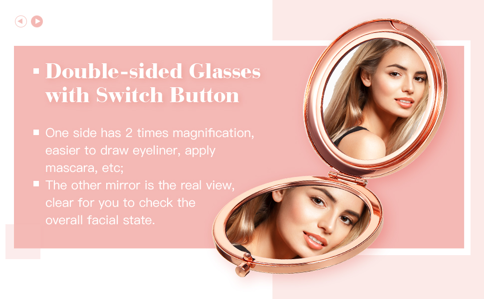 Small Compact Mirror Folding Pocket Makeup Mirror Round