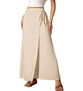 Amazon.com: ELLEVEN Women's Linen Long Wrap Skirt Flowy