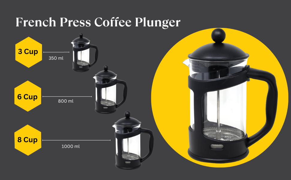 UNIQUE HOME LIVING Cafetiere 6 Cup French Press Coffee Maker Tea Coffee Plunger, Heat Resistant