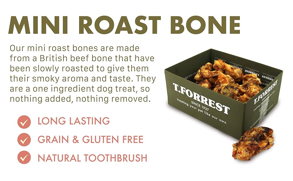British Mini Roasted Bones x15 For Dogs, 100 Natural Treats, Long Lasting Grain Free Chew