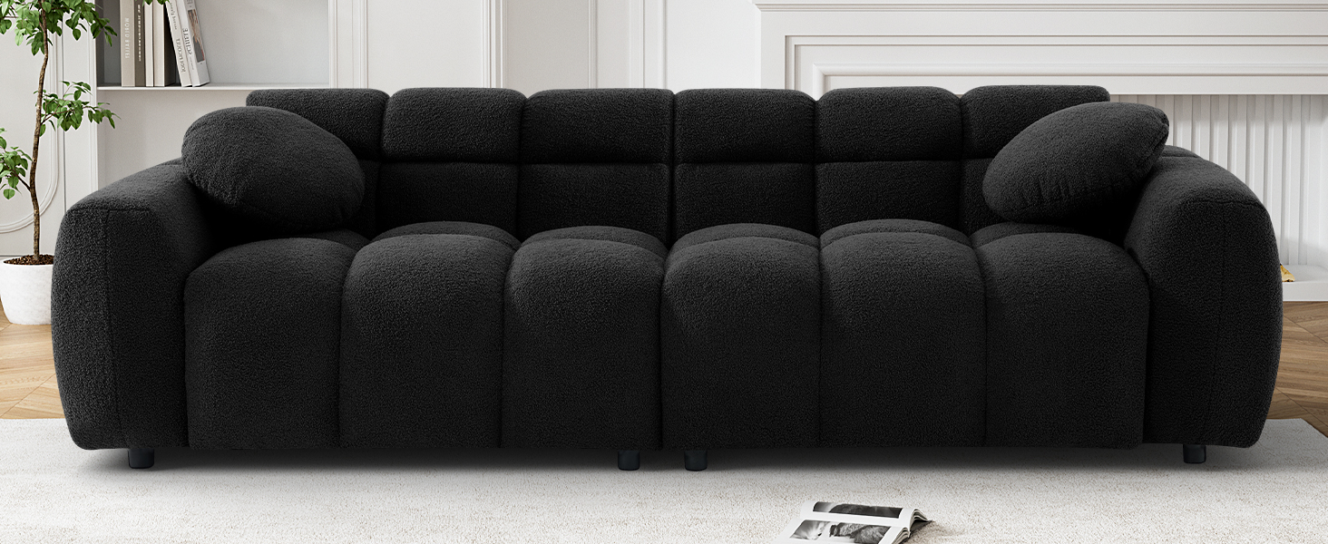 Wrofly Boucle Sofa Couch, 86.6" Comfy Tufted Upholstered