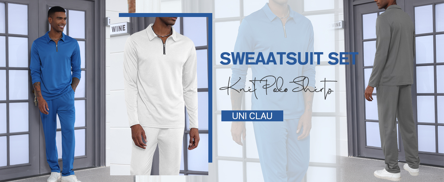 Uni Clau Men's Casual Athletic Tracksuit 2 Piece Hoodie Sweatsuit Sets
