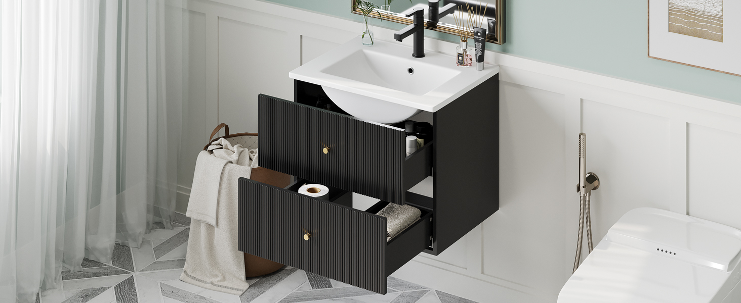 ENSHUI 24" Modern Wall Mounted Bathroom Vanity with Sink