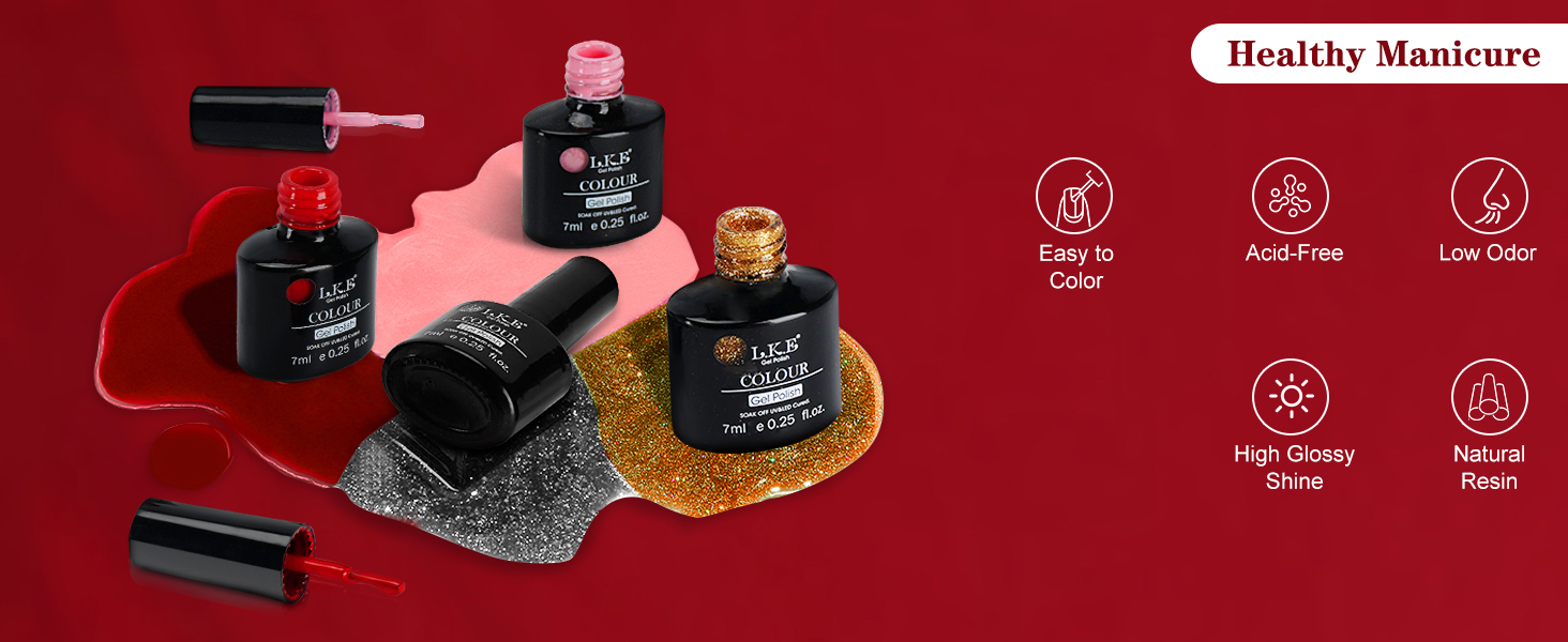 Gold Sliver Glitter gel nail polish